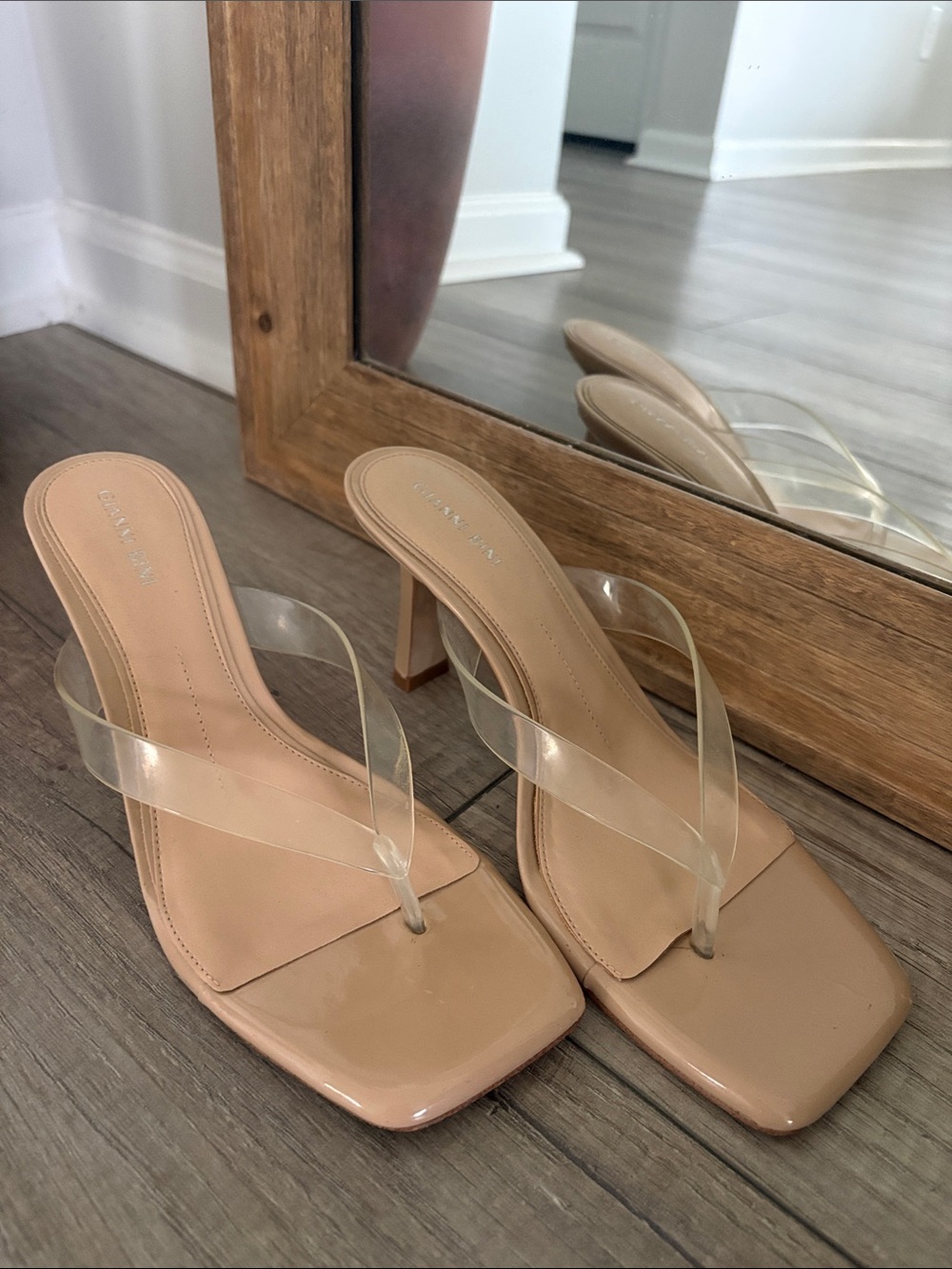 GIANNI BINI Nude Clear-Strap Heeled Sandals size 9.5M